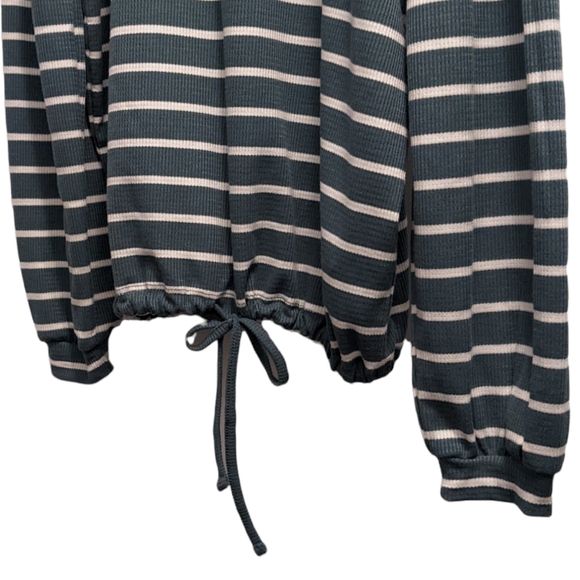 Nine West Green & White Striped Long Sleeve M - Picture 2 of 3